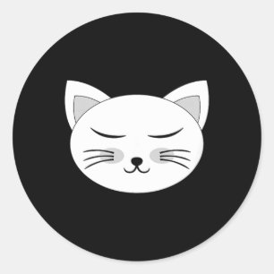Adesivo Redondo Fatia de Gato Cabeça Olhos Fechados Sorriso Fantas