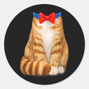 Adesivo Redondo Fatia de Laranja do Gato Disfarce de Gato Laço de