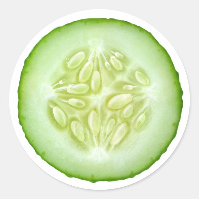 Adesivo Redondo Fatia de pepino (Frente)