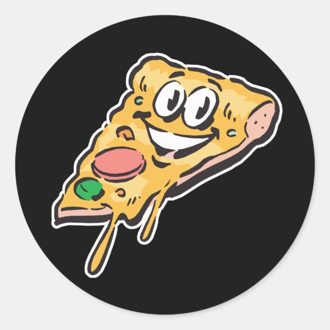 Adesivo Redondo fatia de pizza cara feliz (Frente)