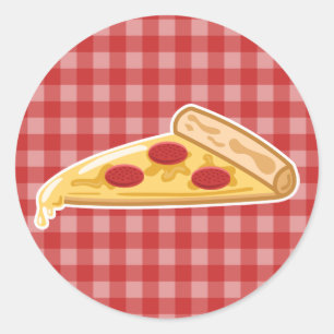 Adesivo Redondo Fatia de Pizza de Desenho Animado