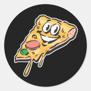 Adesivo Redondo fatia de pizza de rosto feliz