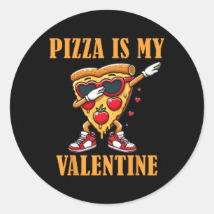 Adesivo Redondo Fatia de Pizza é Meu Dia dos Namorados Dabbing Cri