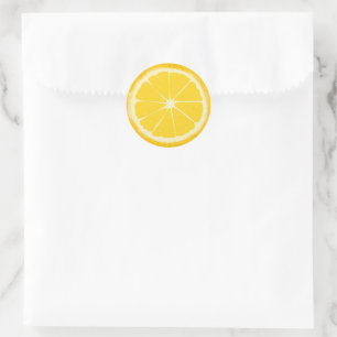 Adesivo Redondo Fatia redonda de fruta cítrica de limão amarelo