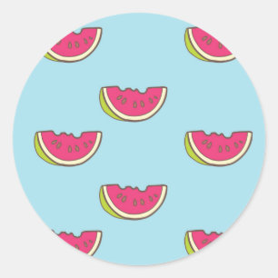 Adesivo Redondo Fatias da melancia no teste padrão da cerceta