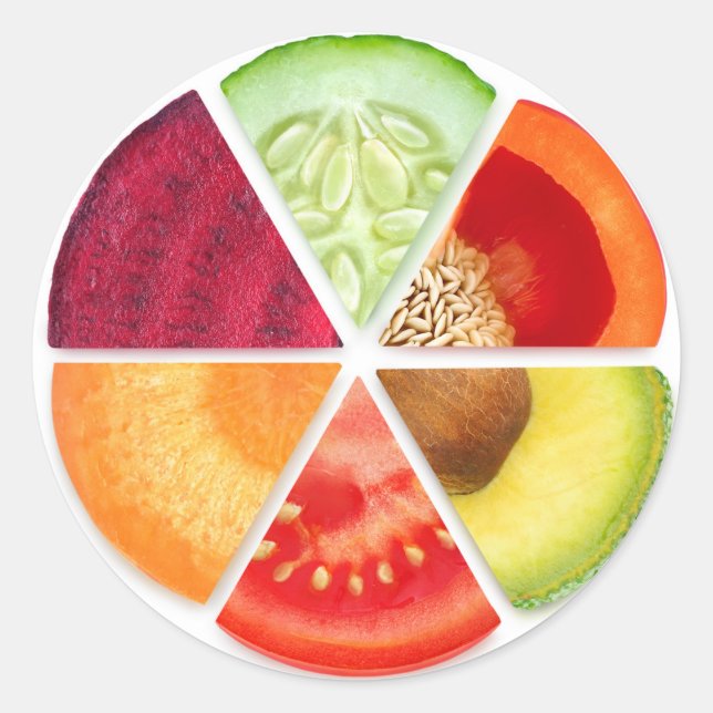 Adesivo Redondo Fatias vegetais (Frente)