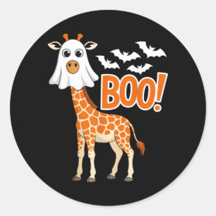 Adesivo Redondo Fato de Girafa Boo Amantes de Animais Engraçados H