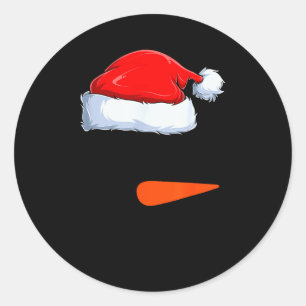 Adesivo Redondo Fato de Rosto de Boneco de Neve de Inverno Natal B