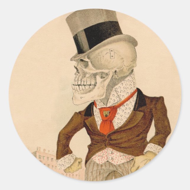 Adesivo Redondo Fato esquelético (Frente)