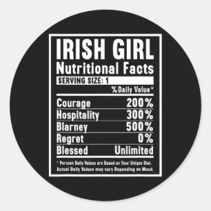 Adesivo Redondo Fatos de Nutrição de Raparigas Irlandesas