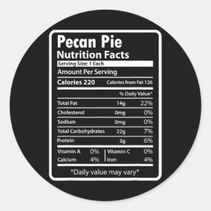 Adesivo Redondo Fatos engraçados de nutrição da torta de Pecan par