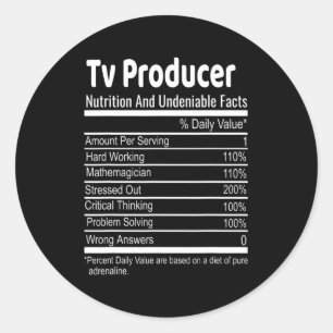 Adesivo Redondo Fatos Nutricionais de Produtor de TV Engraçado Dia