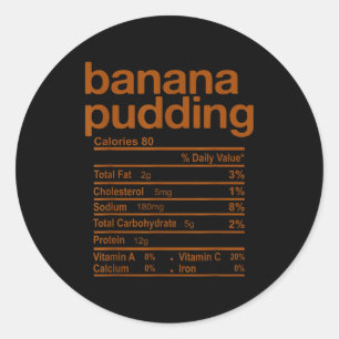 Adesivo Redondo Fatos Nutricionais de Pudim de Banana Engraçado Di