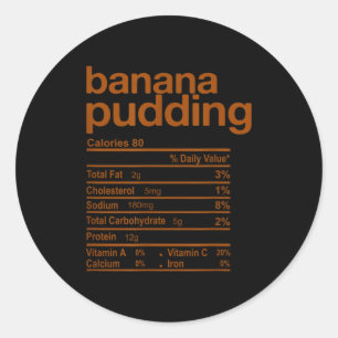 Adesivo Redondo Fatos Nutricionais de Pudim de Banana Engraçados d