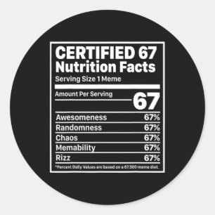 Adesivo Redondo Fatos Nutricionais Engraçados 67 Seis Sete Geração