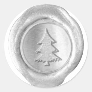 Adesivo Redondo Faux Cera Selo - Prata - NATAL TREE II