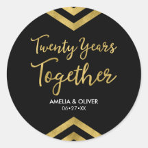 Faux Dourado Chevron 20 Anniversário do Partido Mo