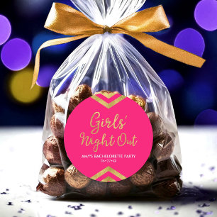 Adesivo Redondo Faux Dourado Chevron, Noite das Meninas Modernas R