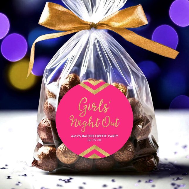 Adesivo Redondo Faux Dourado Chevron, Noite das Meninas Modernas R (Criador carregado)