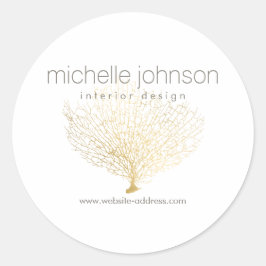 Adesivo Redondo Faux Dourado Sea Fan Coral