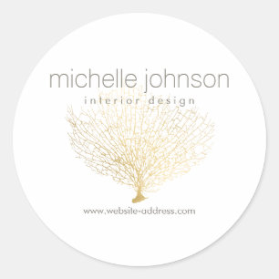 Adesivo Redondo Faux Dourado Sea Fan Coral