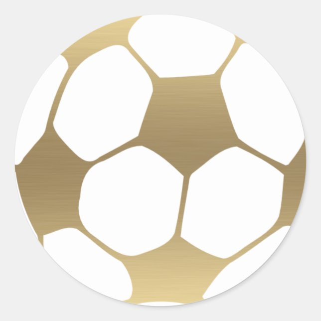 Adesivo Redondo Faux Dourado Soccer Ball Sticker (Frente)