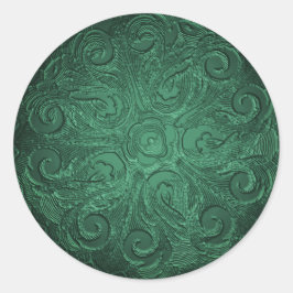 Adesivo Redondo Faux Embossed Look Ornamentado Seal Emerald Green