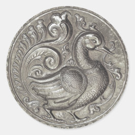 Adesivo Redondo Faux Embossed Peacock Silver Set 1026