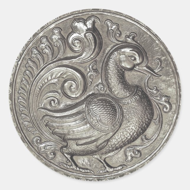 Adesivo Redondo Faux Embossed Peacock Silver Set 1026 (Frente)