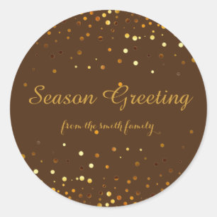 Adesivo Redondo Faux Glitter Dourado de Natal Festivo