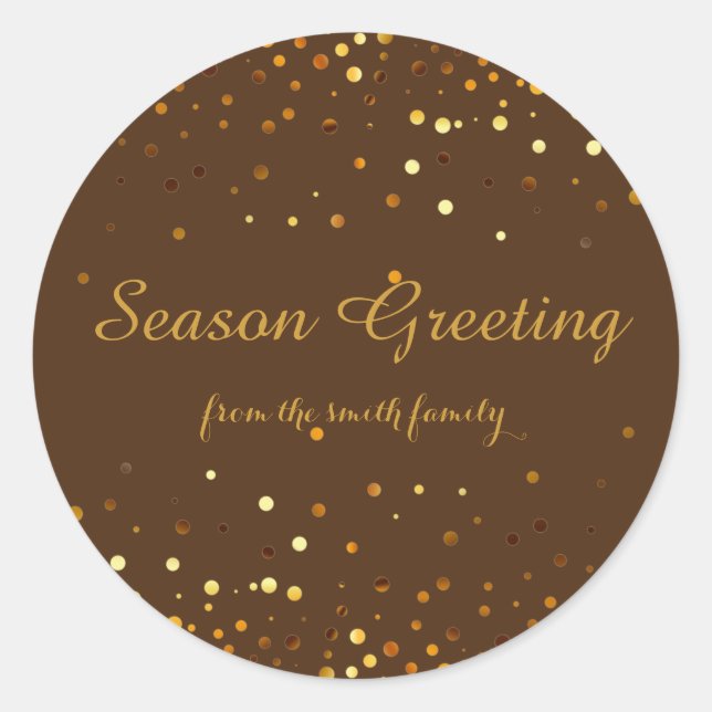 Adesivo Redondo Faux Glitter Dourado de Natal Festivo (Frente)