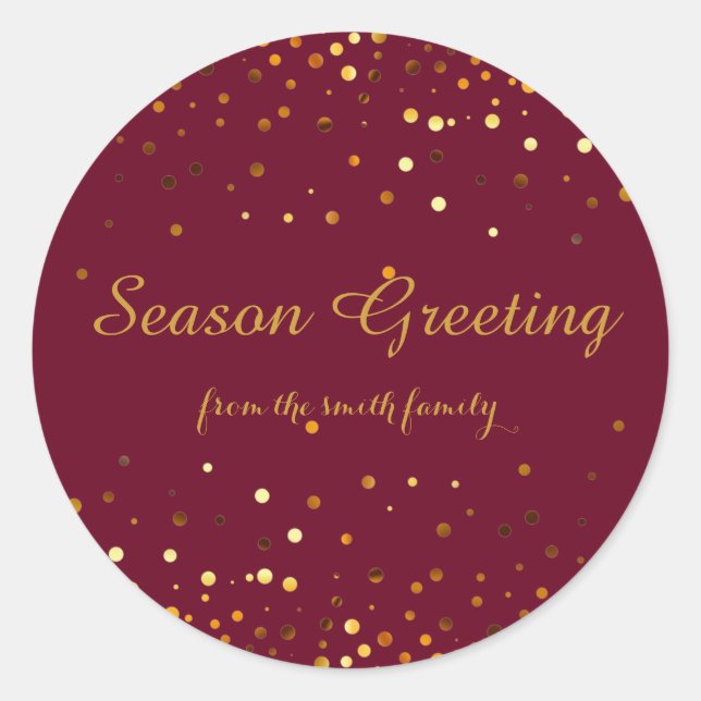 Adesivo Redondo Faux Glitter Dourado de Natal Festivo (Frente)