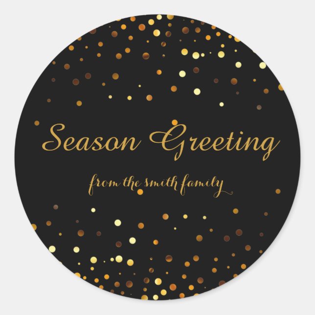 Adesivo Redondo Faux Glitter Dourado Natal Negro Festivo (Frente)
