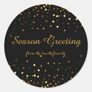Adesivo Redondo Faux Glitter Dourado Natal Negro Festivo
