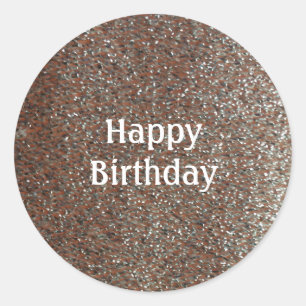 Adesivo Redondo Faux Glitter Happy Birthday