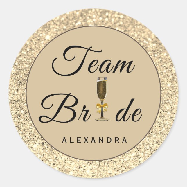 Adesivo Redondo Faux Glitter Team Bride Sticker (Frente)
