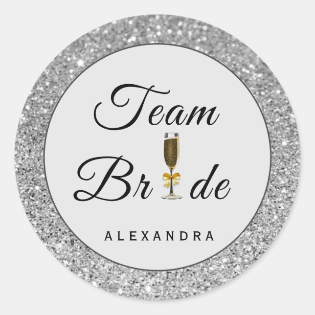 Adesivo Redondo Faux Glitter Team Bride Sticker (Frente)