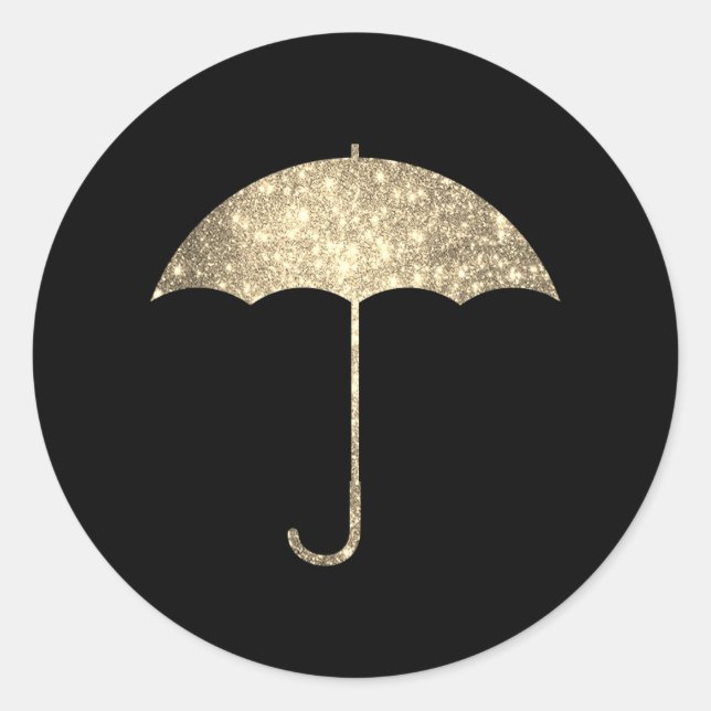 Adesivo Redondo Faux Glitter Umbrella Sticker (Frente)