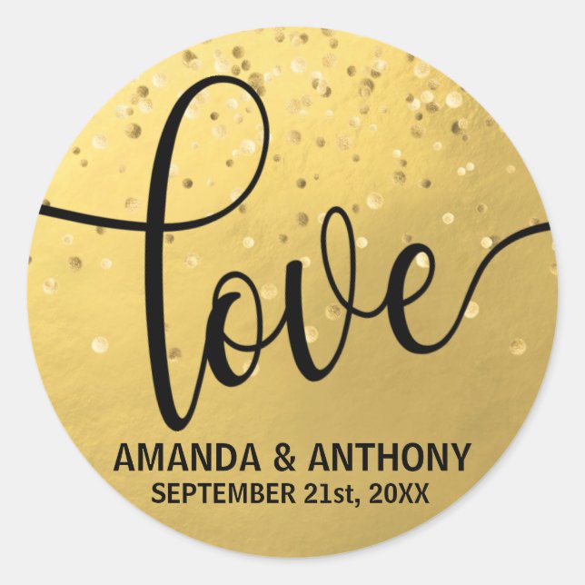 Adesivo Redondo Faux Gold Faux Faux Selos De Casamento (Frente)