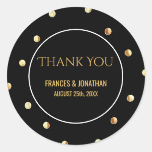 Adesivo Redondo Faux Gold Foil Confetti   Casamento Obrigado A Fav