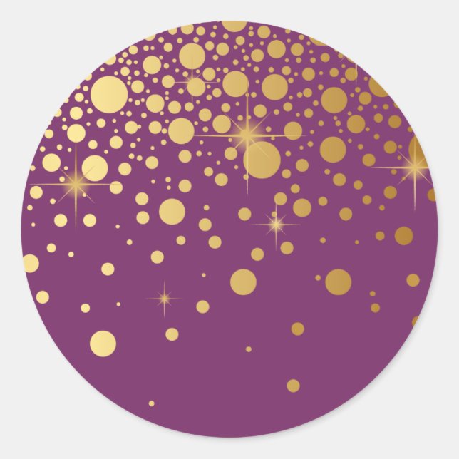 Adesivo Redondo Faux Gold Foil Confetti Does Purple Sticker (Frente)