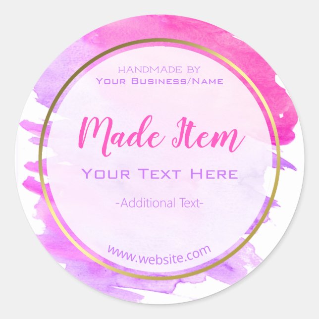 Adesivo Redondo Faux Gold Foil para pequenas empresas artesanais (Frente)