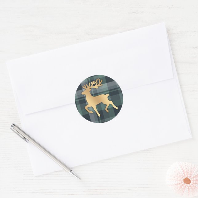 Adesivo Redondo Faux Gold Reindeer (Envelope)