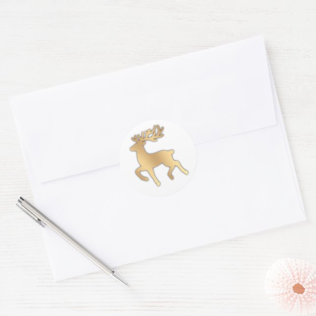 Adesivo Redondo Faux Gold Reindeer (Envelope)