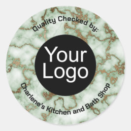 Adesivo Redondo Faux Green Dourado Marble