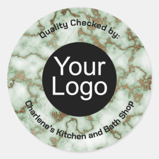 Adesivo Redondo Faux Green Dourado Marble