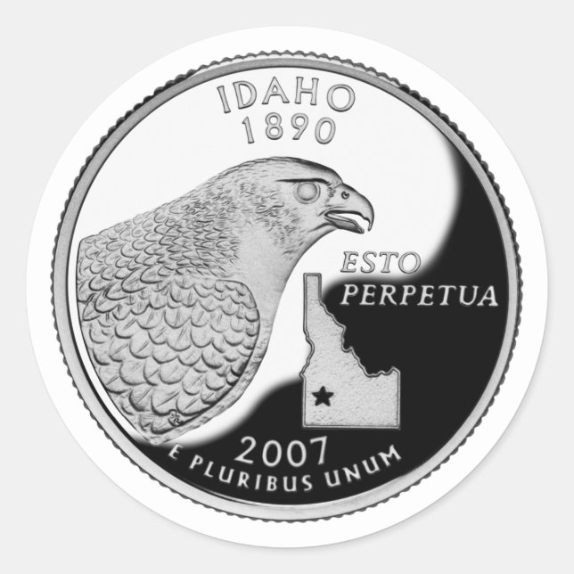 Adesivo Redondo Faux Idaho State Quarter (Frente)