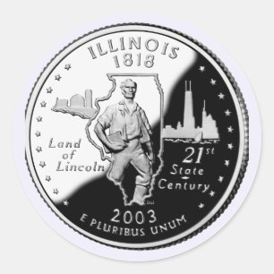 Adesivo Redondo Faux Illinois State Quarter
