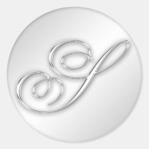 Adesivo Redondo Faux inicial do monograma prateado com letra S