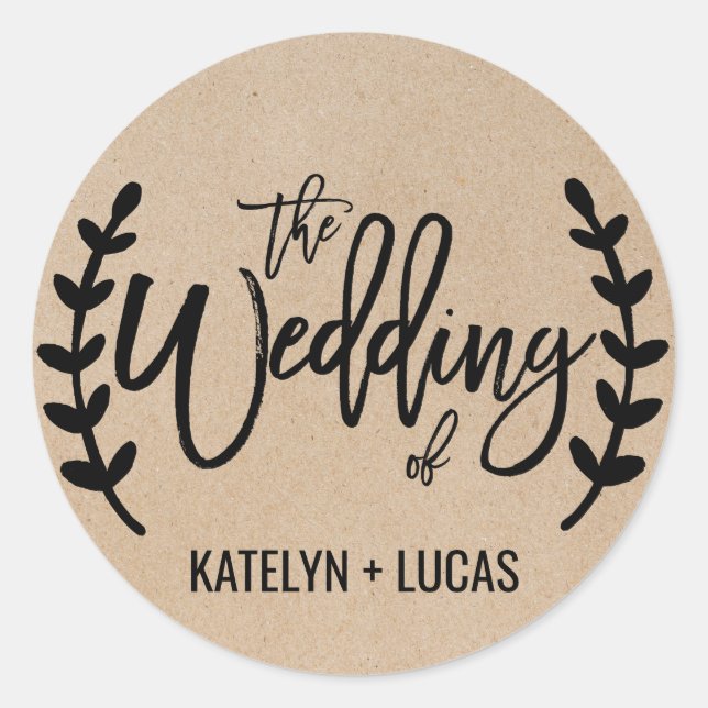 Adesivo Redondo Faux Kraft, Rustic Chic Faux — Focos de Envelope (Frente)